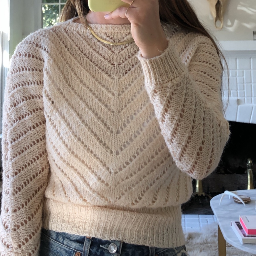 Vintage sweetheart sweater - cream blush. So cute. Fits an xs/s